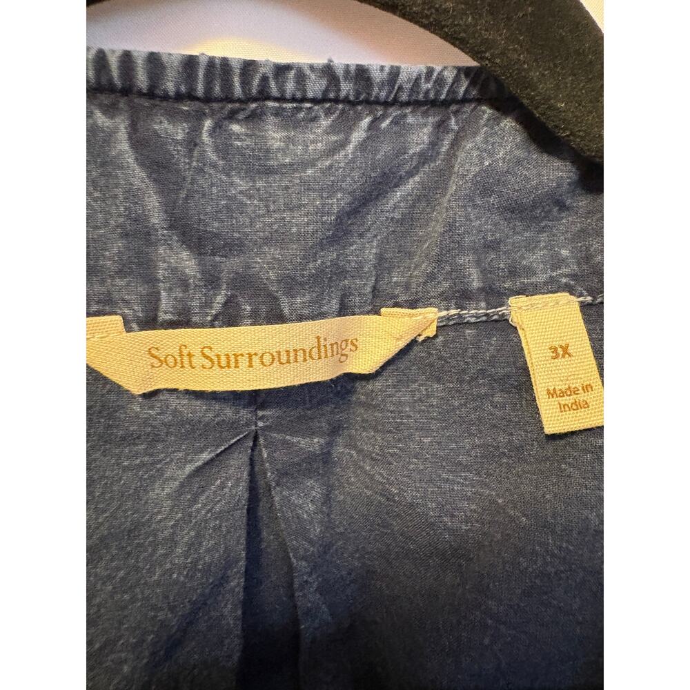 Soft Surroundings Pom Pom Embroidered Cropped Denim Jacket Women's Plus size 3X - Picture 3 of 6